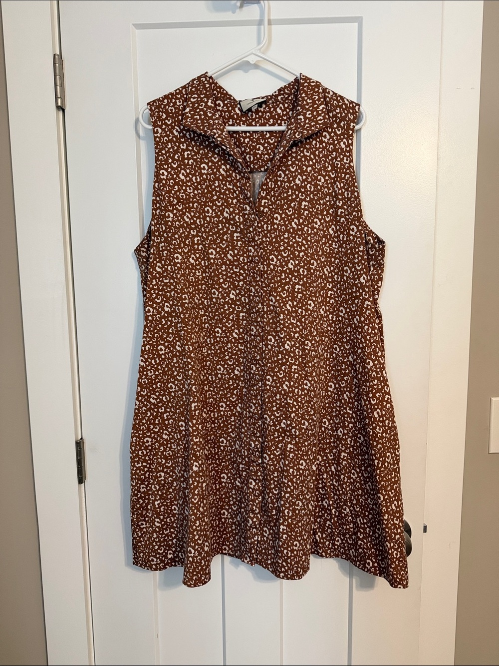 Tuckernuck Brown and White Leopard Print Sleeveless Mini Dress